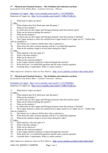 1ère – Physical and Chemical Sciences – The Oxidation and