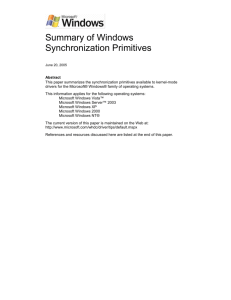 Summary of Windows Synchronization Primitives