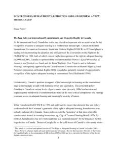 Homelessness, human rights, litigation and law reform: a view from