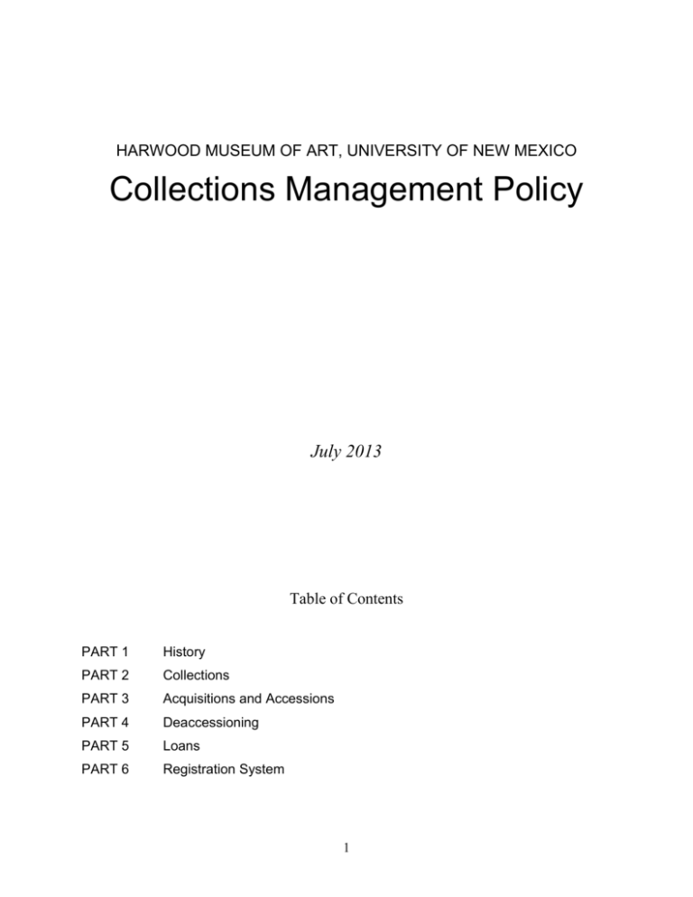 Collections Management Policy