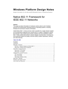 Native 802.11 Framework for IEEE 802.11 Networks