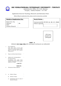 1 SRI VENKATESWARA VETERINARY UNIVERSITY : TIRUPATI