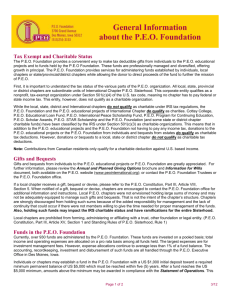 Tax Exempt and Charitable Status The P.E.O. Foundation provides a