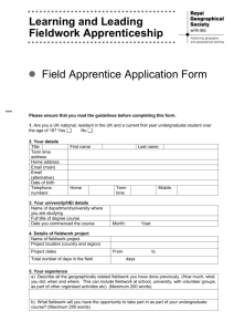 Learning and Leading Fieldwork Apprenticeship Field Apprentice