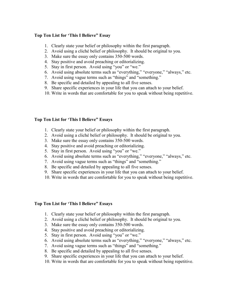 list of i believe essay topics