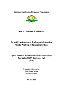 6.0 The Challenges in Planning with a Gender Perspectives and
