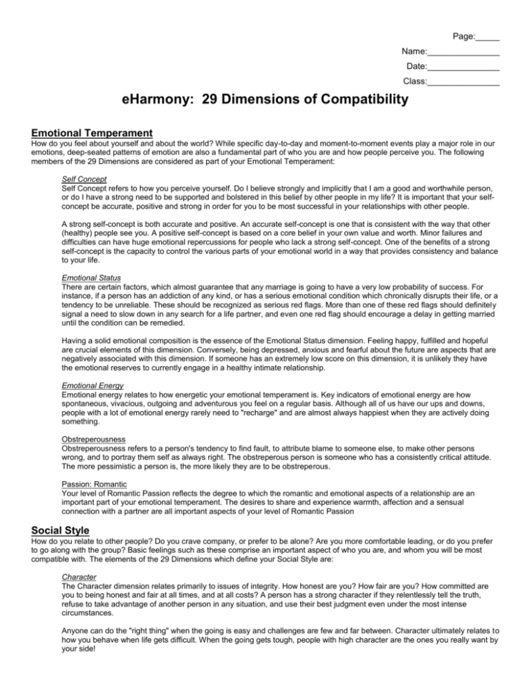 Eharmony compatibility quiz