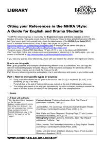 Citing your References in the MHRA Style