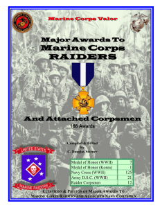 Major Awards to Marine Corps Raiders