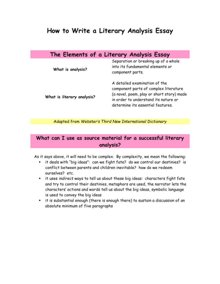 what is the purpose of a literary analysis essay