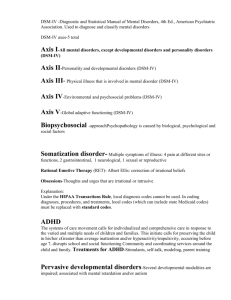 Axis I-All mental disorders, except developmental