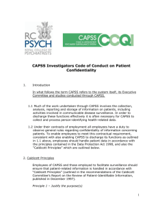 Guidance for CAPSS investigators on patient confidentiality