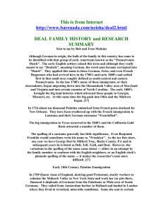 DEAL FAMILY HISTORY and RESEARCH SUMMARY