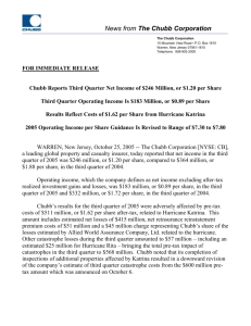 FOR IMMEDIATE RELEASE - Chubb Group of Insurance Companies