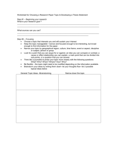 Worksheet for Choosing a Research Paper Topic & Developing a