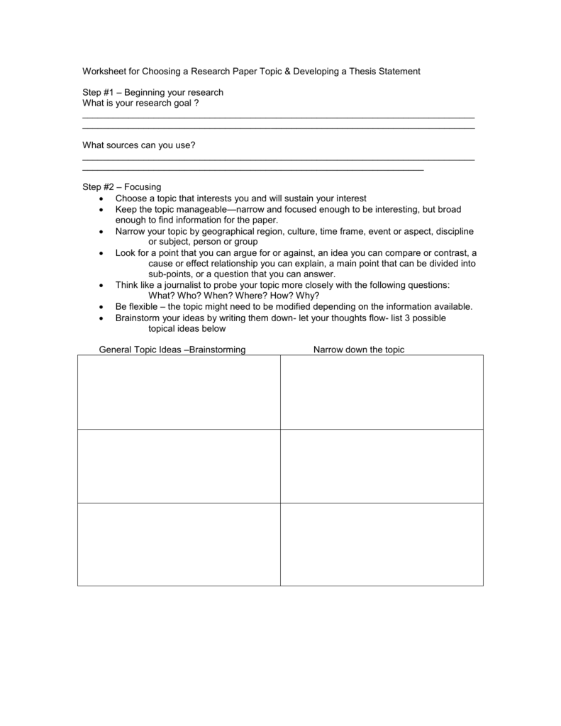 writing a research title worksheet