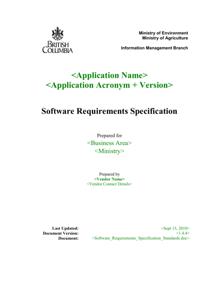 System Requirements Specification Standards between classes
