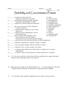 Solubility and Concentration Review