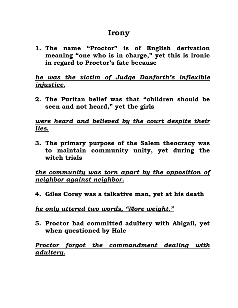 Irony In The Crucible Answer Sheet Crucibleironyanswersheet - 