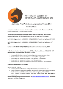 Australian IVAS Veterinary Acupuncture Course 2014 Enrolment