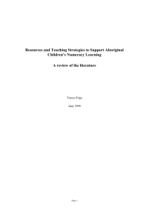 Resources and teaching strategies to support Aboriginal children`s