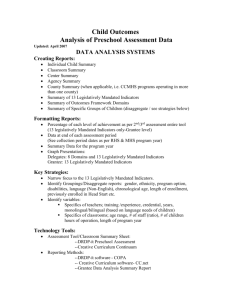 TRAINING Analysis of Preschool Assessment Data