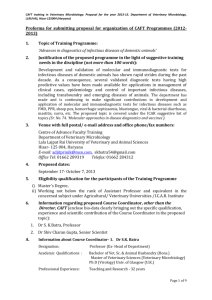 CAFT training in Veterinary Microbiology: Proposal for the year 2013