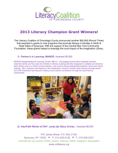 Literacy Champion Grants 2013 - Literacy Coalition of Onondaga