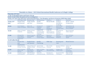 Timetable at a Glance – 2015 Oxford International Health