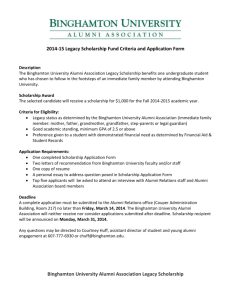 2014-15 Legacy Scholarship Fund Criteria and Application Form