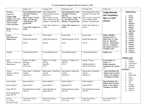 Assignments Week of October 11, 2011