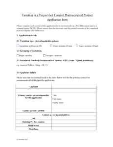 Variation application form
