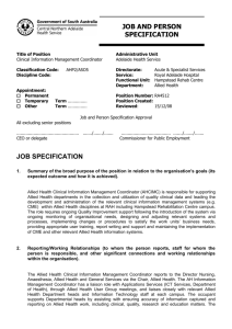 JOB AND PERSON SPECIFICATION Title of Position Administrative