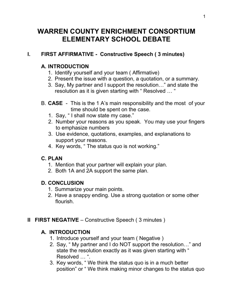 How To Start A Debate Speech First Speaker Affirmative