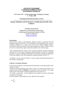 Design, Simulation and Performance of Reflecting Parabolic Solar