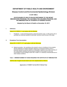 6 ccr 1009-2 the infant immunization program, vaccines for children