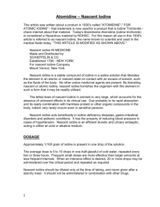 Atomidine – Nascent Iodine, 1930