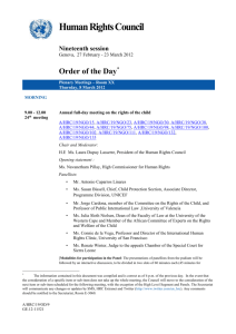 Order of the Day, 8 March 2012 1 Human Rights Council Nineteenth