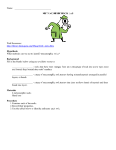 Identifying Metamorphic Rocks