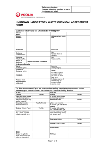 UNKNOWN LABORATORY CHEMICAL ASSESSMENT FORM