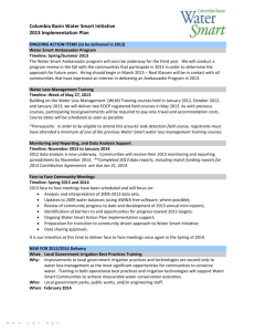 2013 Water Smart Implementation Plan Summary