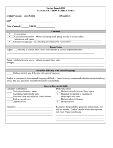Communication Sample form and narrative example