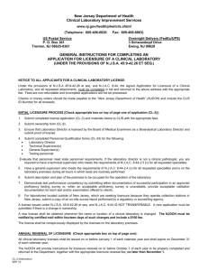 CL-3, Application for Clinical Lab License