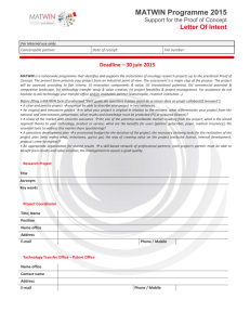 MATWIN 2015 Letter Of Intent For internal use only: Cancéropôle