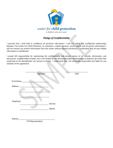 Pledge of Confidentiality - Advanced Child Abuse Investigation