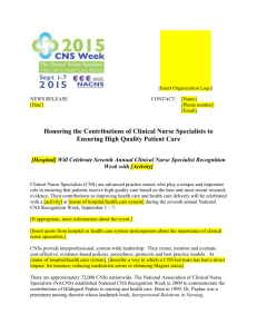 Template for News Release - National Association of Clinical Nurse