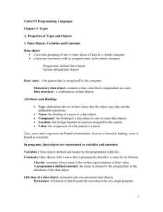 Data Objects and Data Types