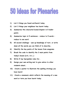 50 Ideas for Plenaries