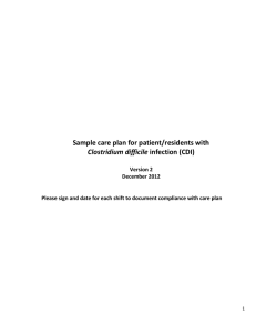 Sample care plan for patients or residents with C. difficile infection