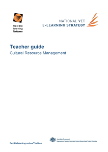 Teacher`s Guide for Cultural Resource Management